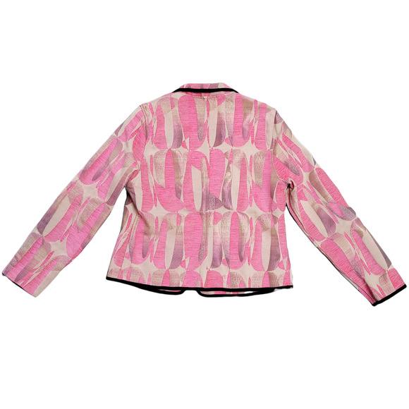 Khangura vintage tapestry geometric pink black blazer made in USA - Picture 6 of 6